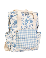 Mochila Adulto | Floral Jardim Azul Claro + Xadrez Azul Claro