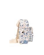 Mochila Petit  | Floral Jardim Azul Claro + Xadrez Azul Claro