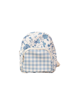 Mochila Petit  | Floral Jardim Azul Claro + Xadrez Azul Claro
