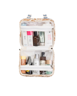 Necessaire 2 Lados | Floral Jardim Kraft + Listrado Azul Claro