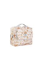 Necessaire 2 Zíperes | Floral Jardim Kraft + Listrado Azul Claro
