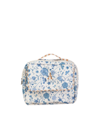 Necessaire 2 Zíperes | Floral Jardim Azul Claro + Listrado Kraft