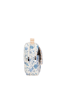 Necessaire 2 Zíperes | Floral Jardim Azul Claro + Listrado Kraft