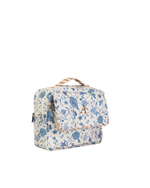 Necessaire 2 Zíperes | Floral Jardim Azul Claro + Listrado Kraft