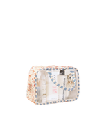 Necessaire Com Visor | Floral Jardim Rose + Listrado Azul Claro