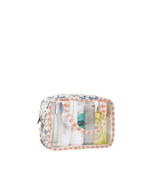 Necessaire Com Visor | Floral Jardim Azul Claro + Listrado Rose