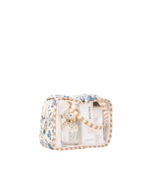 Necessaire Com Visor | Floral Jardim Azul Claro + Listrado Kraft