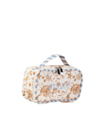 Necessaire Maquiagem | Floral Jardim Kraft + Listrado Azul Claro