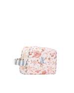 Necessaire Pequena | Floral Jardim Rose + Listrado Azul Claro