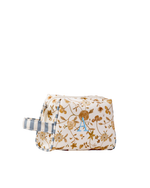 Necessaire Pequena | Floral Jardim Kraft + Listrado Azul Claro