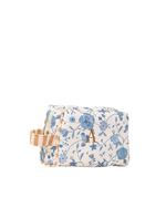 Necessaire Pequena | Floral Jardim Azul Claro + Listrado Kraft