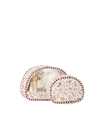 Kit Necessaire Meia Lua | Floral Cru + Listrado Vinho