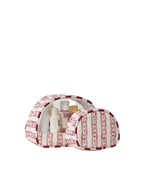 Kit Necessaire Meia Lua | Mini Florzinhas + Listrado Vinho
