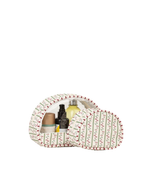 Kit Necessaire Meia Lua | Raminho De Flor + Listrado Vinho