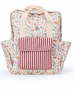 Mochila Adulto | Floral Cru + Listrado Vinho