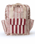 Mochila Adulto | Mini Florzinhas + Listrado Vinho