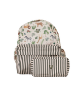 Mochila Kids + Estojo | Safari + Listrado Verde Escuro