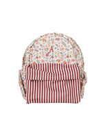 Mochila Kids + Estojo | Floral Cru + Listrado Vinho