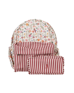 Mochila Kids + Estojo | Floral Cru + Listrado Vinho