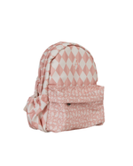 Mochila Kids + Estojo | Losango 2 Cores Rose E Rose Claro + Florzinhas Rose