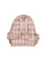 Mochila Kids + Estojo | Losango 2 Cores Rose E Rose Claro + Florzinhas Rose