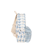 Mochila Kids + Estojo | Losango 2 Cores Azul Jeans E Azul Claro + Florzinhas Azul Jeans