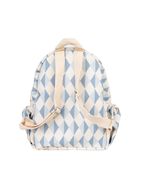 Mochila Kids + Estojo | Losango 2 Cores Azul Jeans E Azul Claro + Florzinhas Azul Jeans