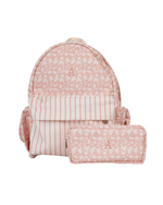 Mochila Kids + Estojo | Florzinhas Rose + Listrado Rose