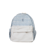 Mochila Kids + Estojo | Florzinhas Azul Jeans + Listrado Azul Claro