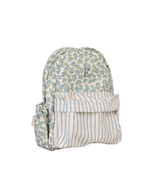 Mochila Kids + Estojo | Floral Sementinhas Azul + Listrado Azul Claro