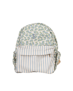 Mochila Kids + Estojo | Floral Sementinhas Azul + Listrado Azul Claro