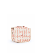 Necessaire Cabide | Losango 2 Cores Rose E Rose Claro + Florzinhas Rose
