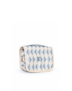 Necessaire Cabide | Losango 2 Cores Azul Jeans E Azul Claro + Florzinhas Azul Jeans