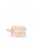 Necessaire Petit | Losango 2 Cores Rose E Rose Claro + Florzinhas Rose