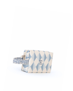 Necessaire Petit | Losango 2 Cores Azul Jeans E Azul Claro + Florzinhas Azul Jeans