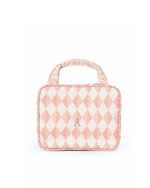 Necessaire 2 Lados | Losango 2 Cores Rose E Rose Claro + Florzinhas Rose
