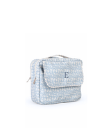 Necessaire 2 Zíperes | Florzinhas Azul Jeans + Listrado Azul Claro