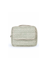 Necessaire 2 Zíperes | Florzinhas Verde Menta + Listrado Verde Menta