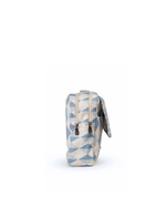 Necessaire 2 Zíperes | Losango 2 Cores Azul Jeans E Azul Claro + Florzinhas Azul Jeans