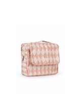 Necessaire 2 Zíperes | Losango 2 Cores Rose E Rose Claro + Florzinhas Rose