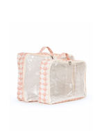 Organizador De Mala | Losango 2 Cores Rose E Rose Claro + Florzinhas Rose