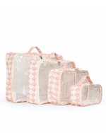 Organizador De Mala | Losango 2 Cores Rose E Rose Claro + Florzinhas Rose