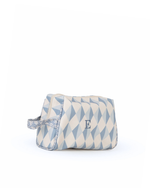 Necessaire Pequena | Losango 2 Cores Azul Jeans E Azul Claro + Florzinhas Azul Jeans