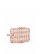Necessaire Estojo | Losango 2 Cores Rose E Rose Claro + Florzinhas Rose