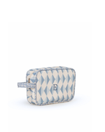 Necessaire Estojo | Losango 2 Cores Azul Jeans E Azul Claro + Florzinhas Azul Jeans