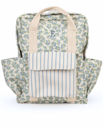 Mochila Adulto | Floral Sementinhas Azul + Listrado Azul Claro