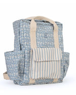 Mochila Adulto | Florzinhas Azul Jeans + Listrado Azul Claro
