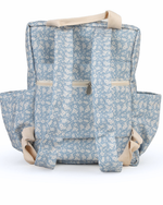Mochila Adulto | Florzinhas Azul Jeans + Listrado Azul Claro