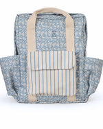 Mochila Adulto | Florzinhas Azul Jeans + Listrado Azul Claro
