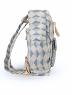 Mochila Adulto | Losango 2 Cores Azul Jeans E Azul Claro + Florzinhas Azul Jeans